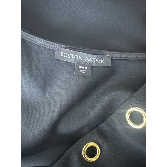 NWT Boston Proper Size Small Black 3/4 Sleeve Gold Grommet Maxi Dress - Picture 11 of 12